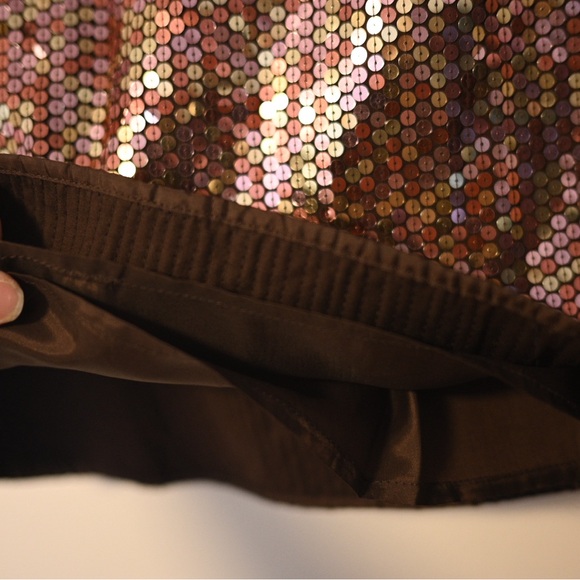 Vintage Express Y2K Sequin Mini Skirt - Copper & Gold Womens Size 1/2 NWOT - Picture 7 of 11